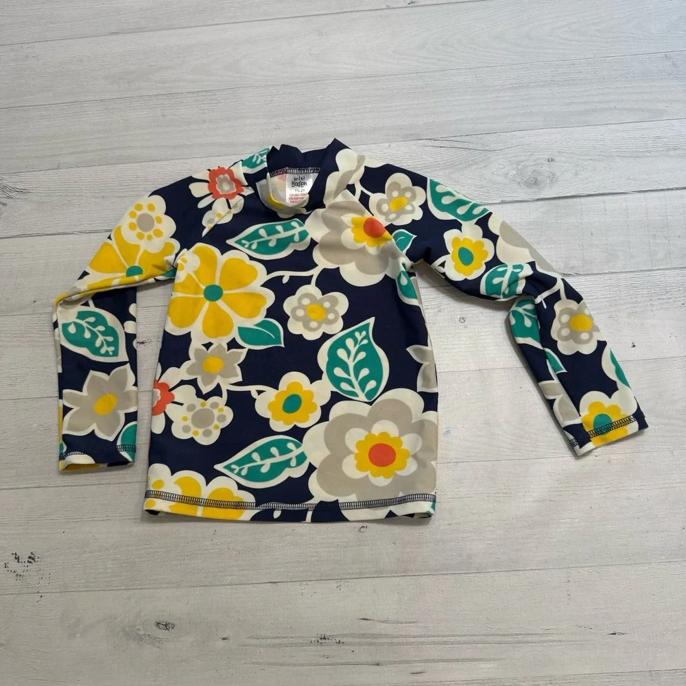 Mini Boden girls floral long sleeve‎ rash guard 1.5-2 years